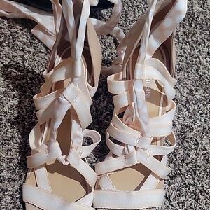Elegant Cream Strappy Women's Heels